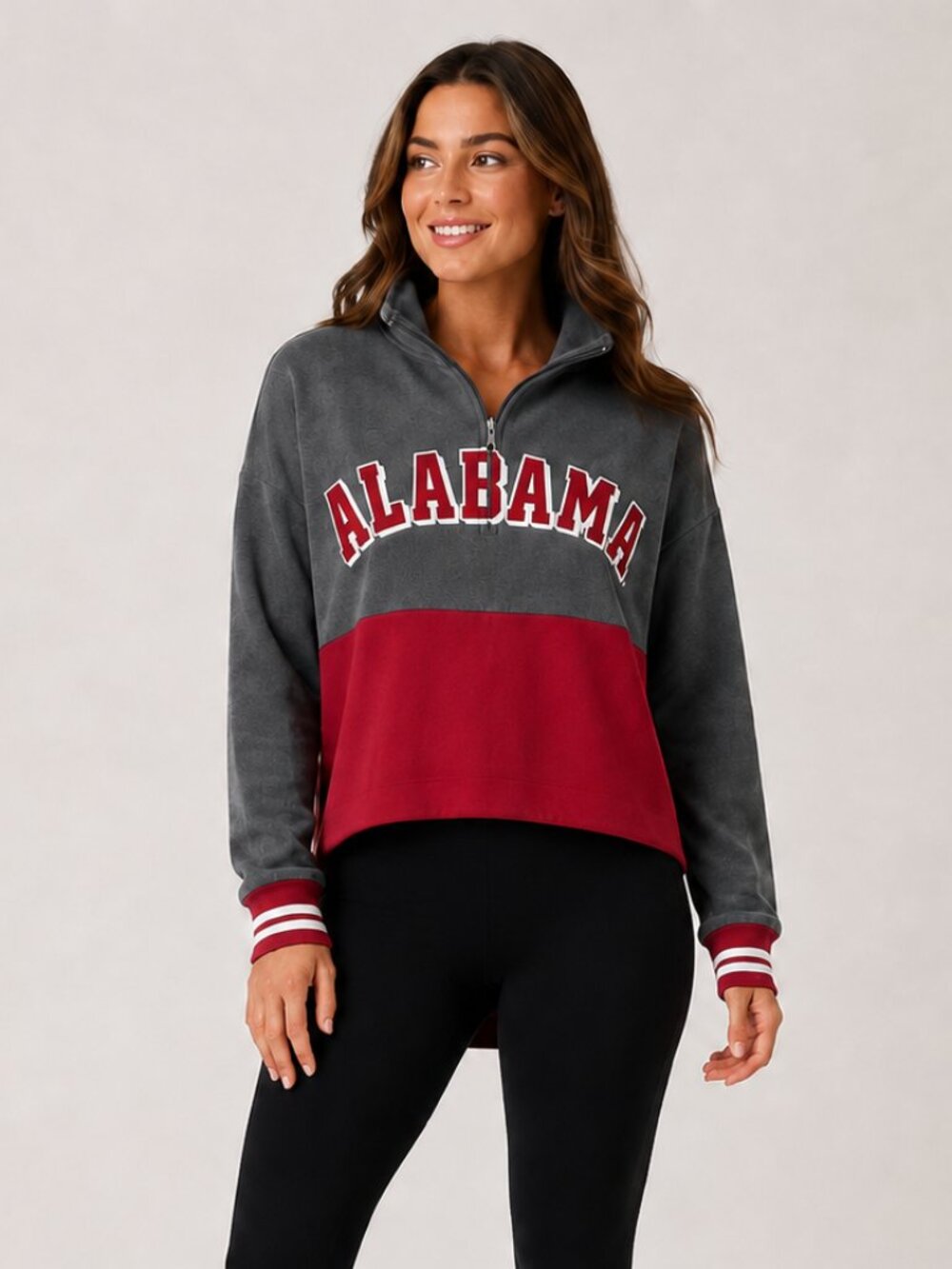 PINK Victoria’s Secret Alabama Crimson Tide Quarter Zip Women’s S Gray Red